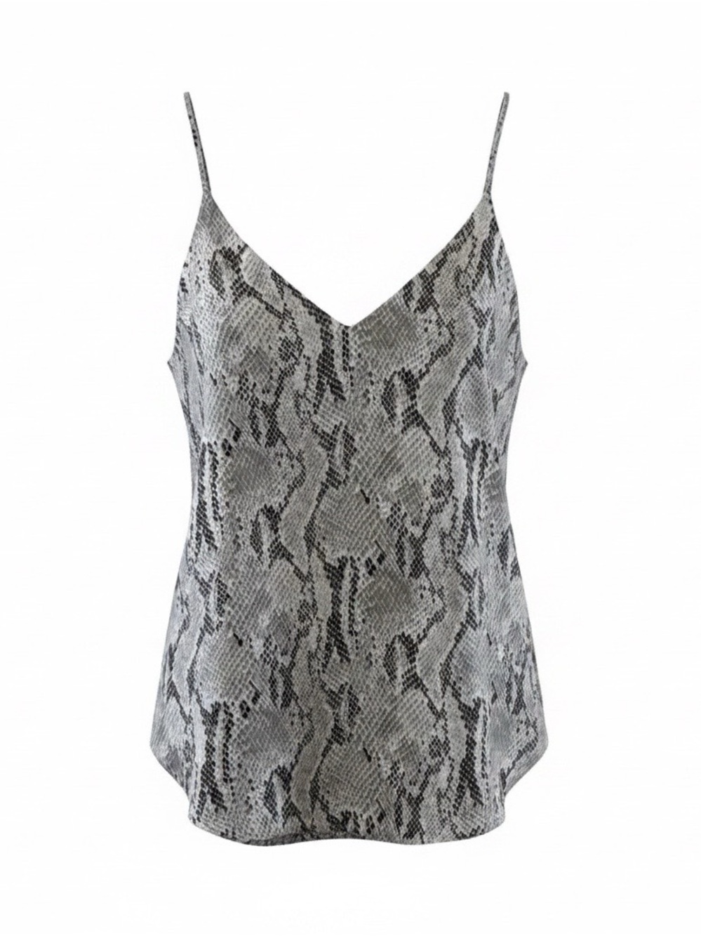 Express XS Snake Print Sleeveless V-Neck Cami Top Womens 100% Polyester White &